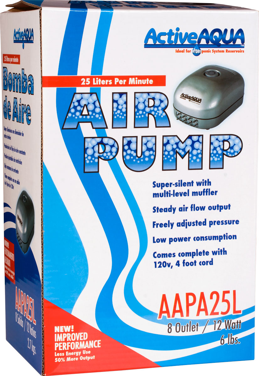 Hydrofarm Active Aqua AAPA25L Air Pump 8 Outlets 25 Liters per Minute 400 GPH for sale online 