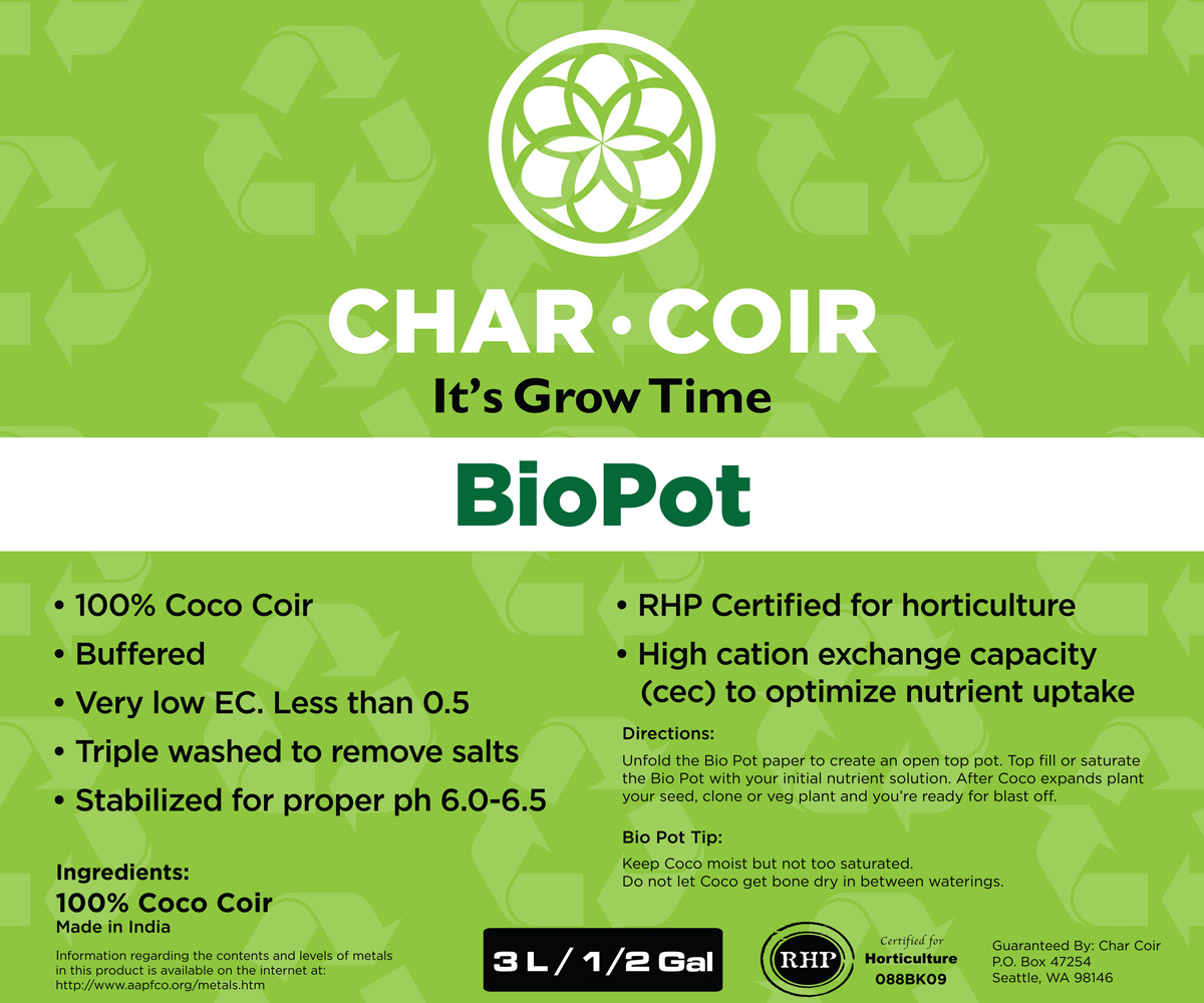 Picture of Char Coir BioPot, 3 L, case of 24