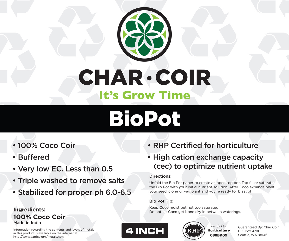 Picture for Char Coir BioPot, 4 inch, case of 128