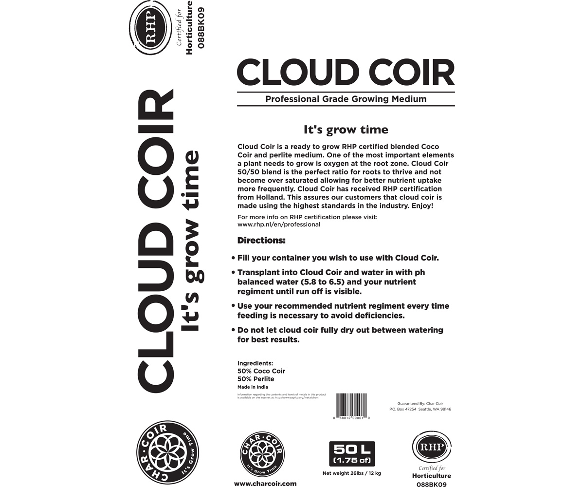 Image Thumbnail for Char Coir CLOUD COIR  50/50 perlite/coco, RHP, 50 L