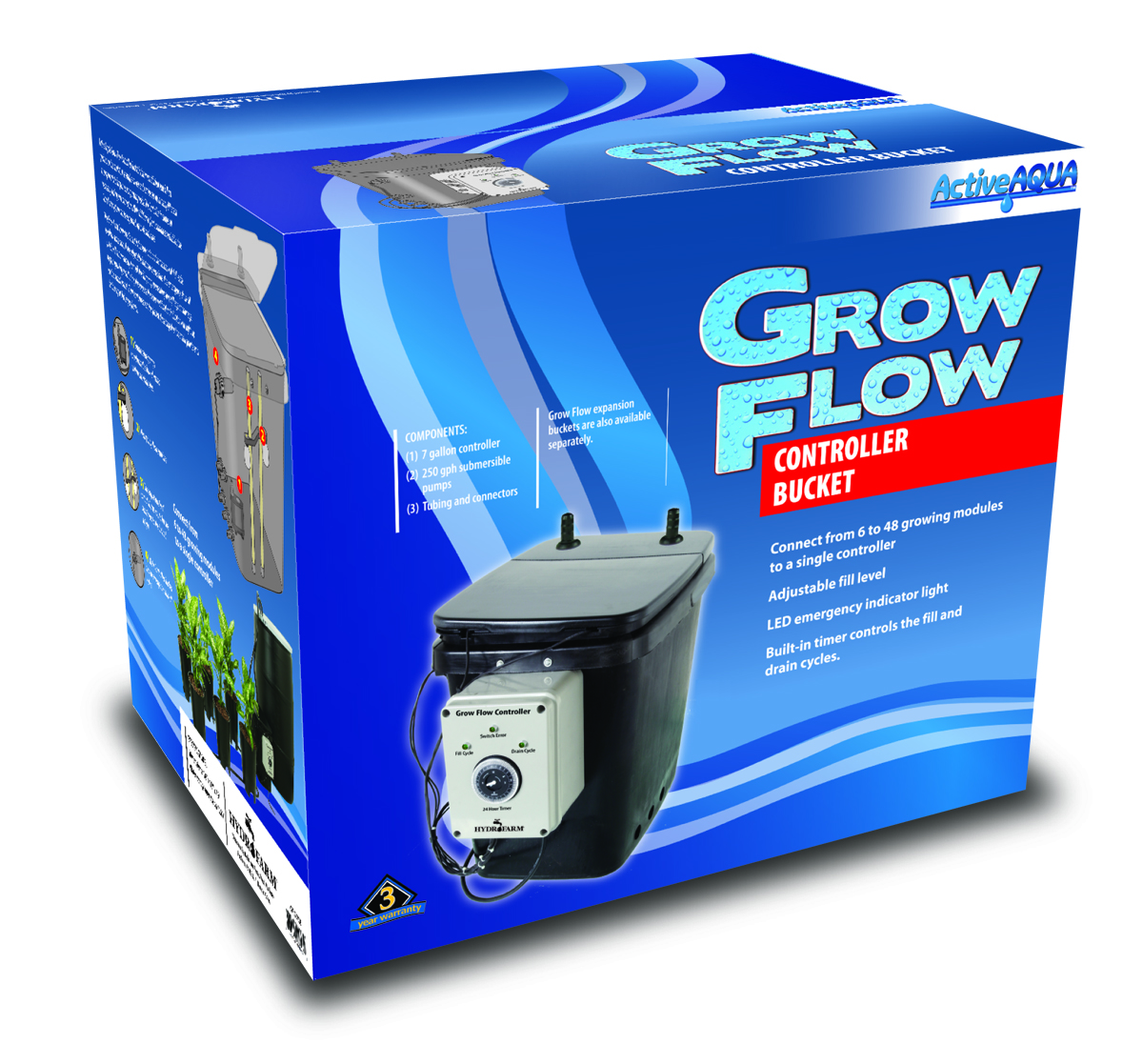 Hydrofarm Active Aqua 6 Pot 2 Gallon Hydroponic Grow Flow Expansion KitGFOE2